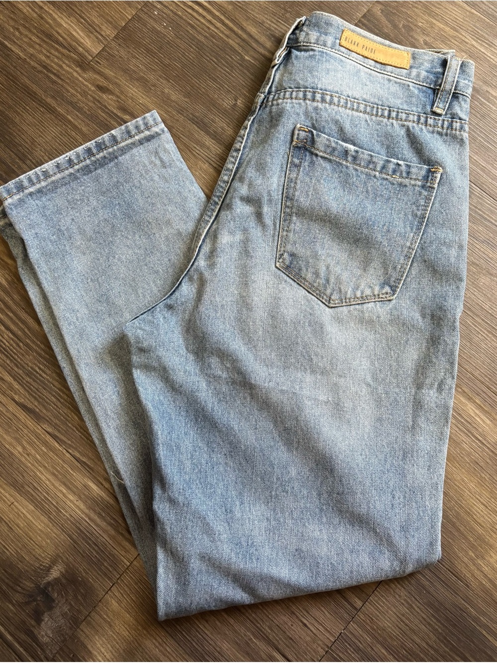 Blank Paige Denim Light Wash Relaxed Tapered Distressed Jeans - Size Large